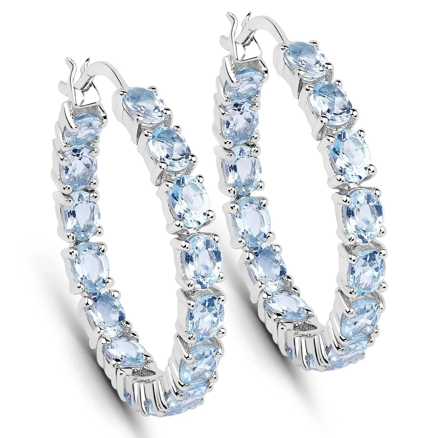 5.70 Carat Genuine Blue Topaz .925 Sterling Silver Earrings - GOLDISSEYA