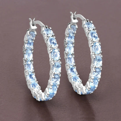 5.70 Carat Genuine Blue Topaz .925 Sterling Silver Earrings - GOLDISSEYA