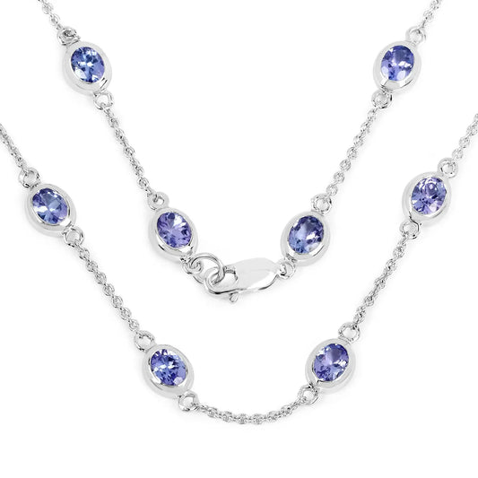 5.94 Carat Genuine Tanzanite .925 Sterling Silver Necklace - GOLDISSEYA