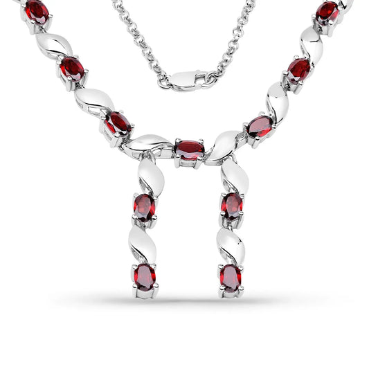 7.65 Carat Genuine Garnet .925 Sterling Silver Necklace - GOLDISSEYA