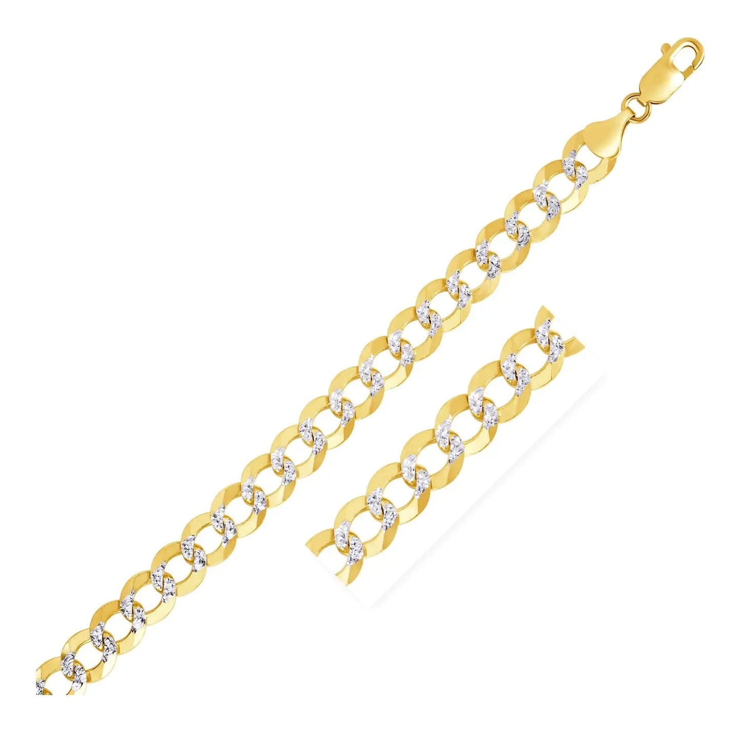 8.2 mm 14k Two Tone Gold Pave Curb Chain 