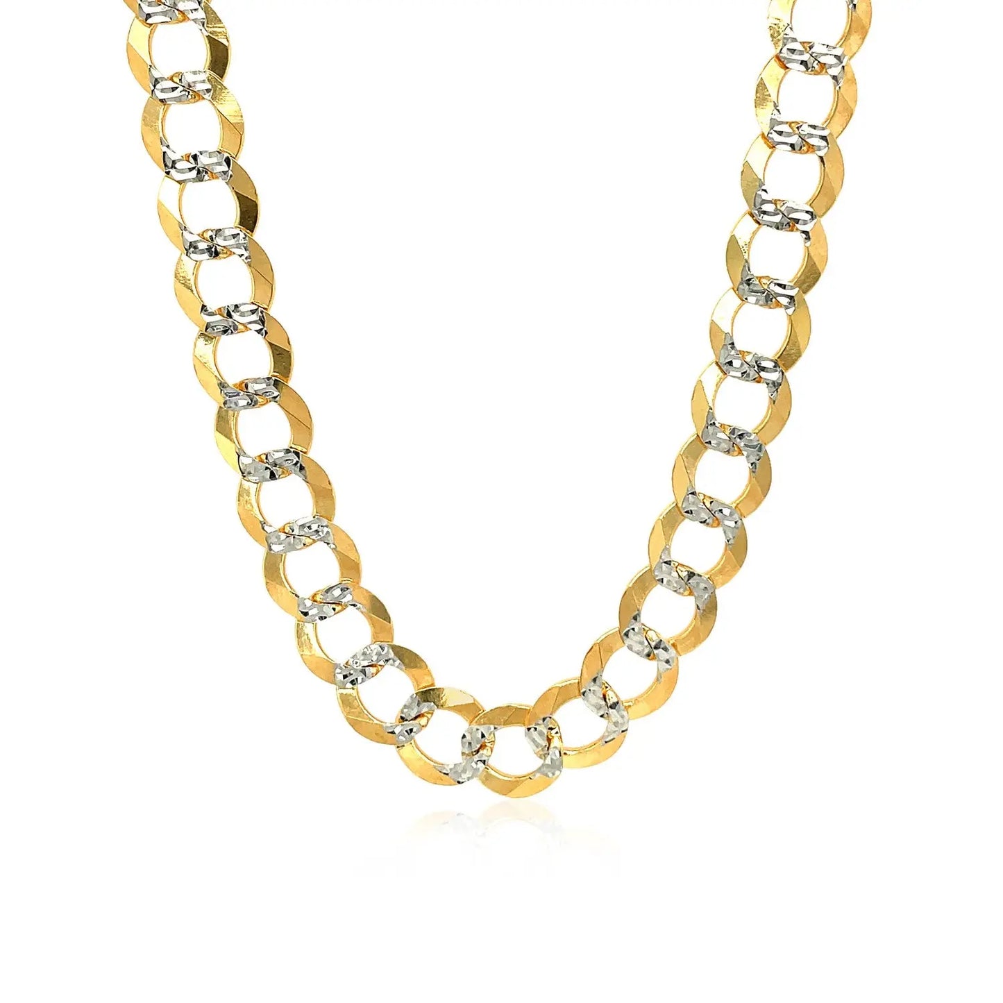 8.2 mm 14k Two Tone Gold Pave Curb Chain 