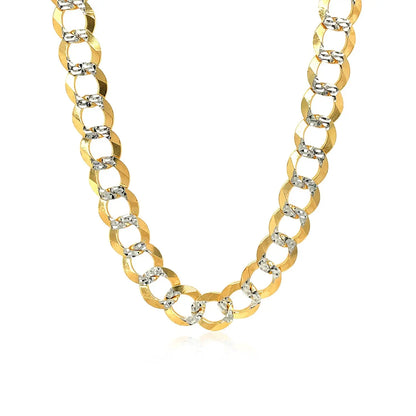 8.2 mm 14k Two Tone Gold Pave Curb Chain 