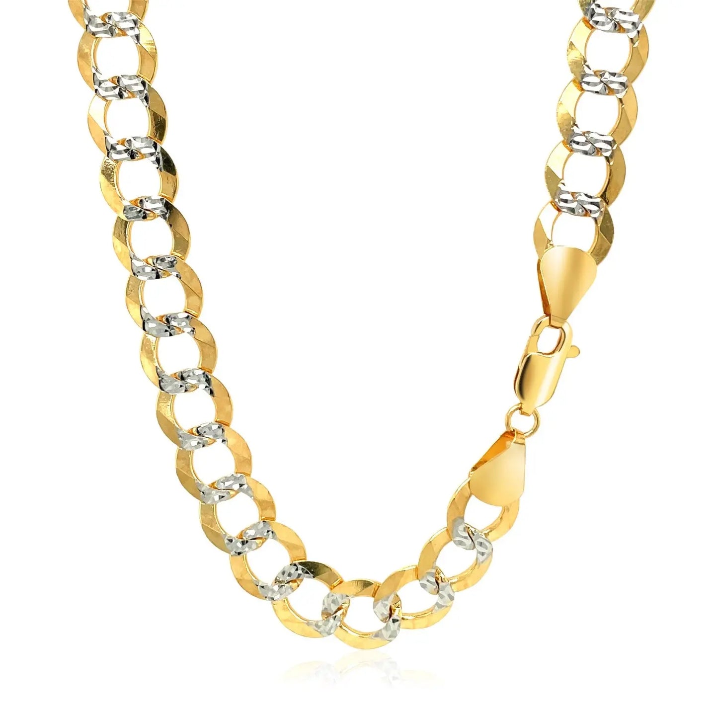 8.2 mm 14k Two Tone Gold Pave Curb Chain 