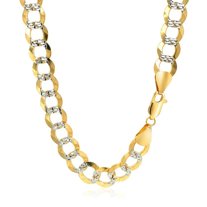 8.2 mm 14k Two Tone Gold Pave Curb Chain 