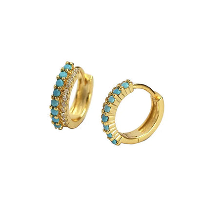 Casual Colorful CZ 925 Sterling Silver Stacker Hoop Earrings 