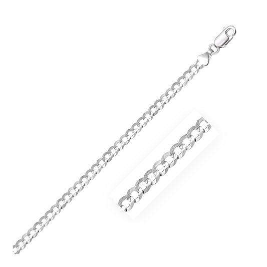 14k White Gold Solid Curb Bracelet (3.60 mm) 