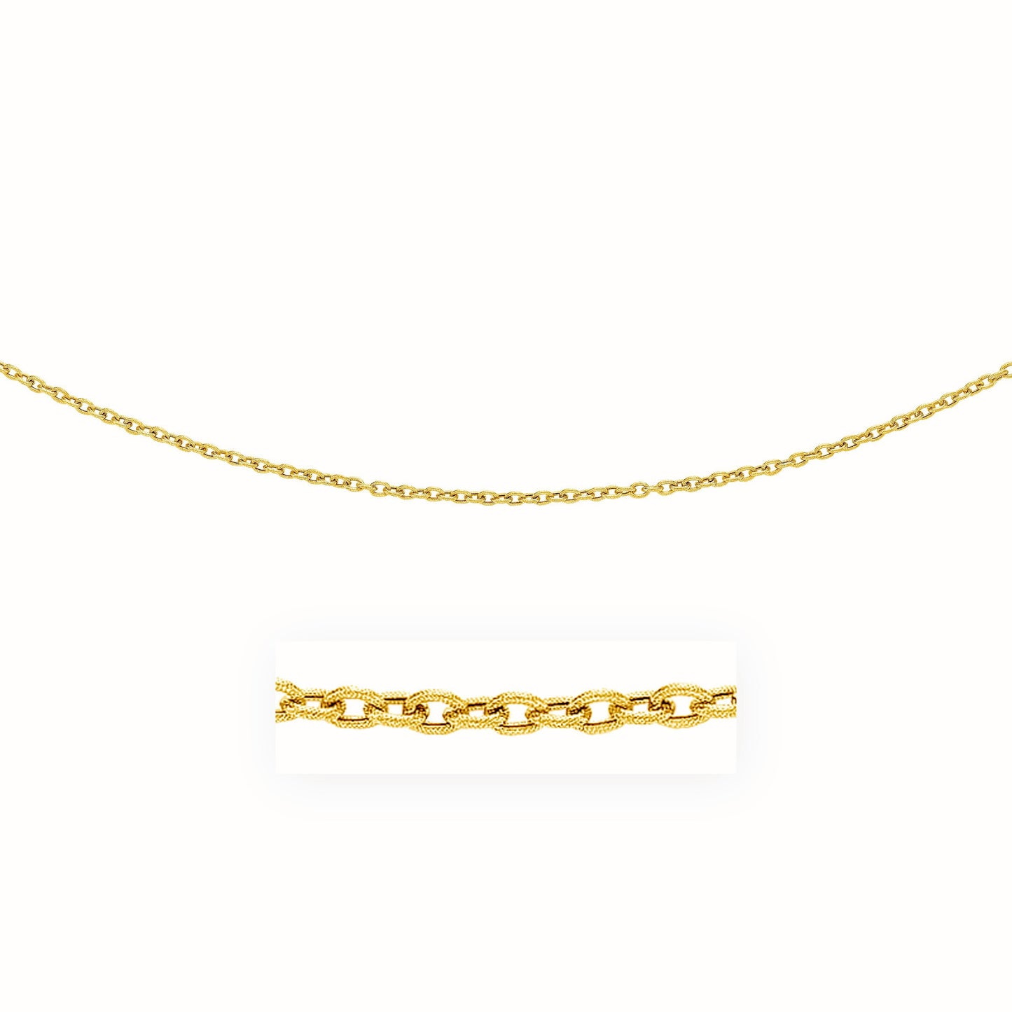 14k Yellow Gold Pendant Chain with Textured Links (3.30 mm) 