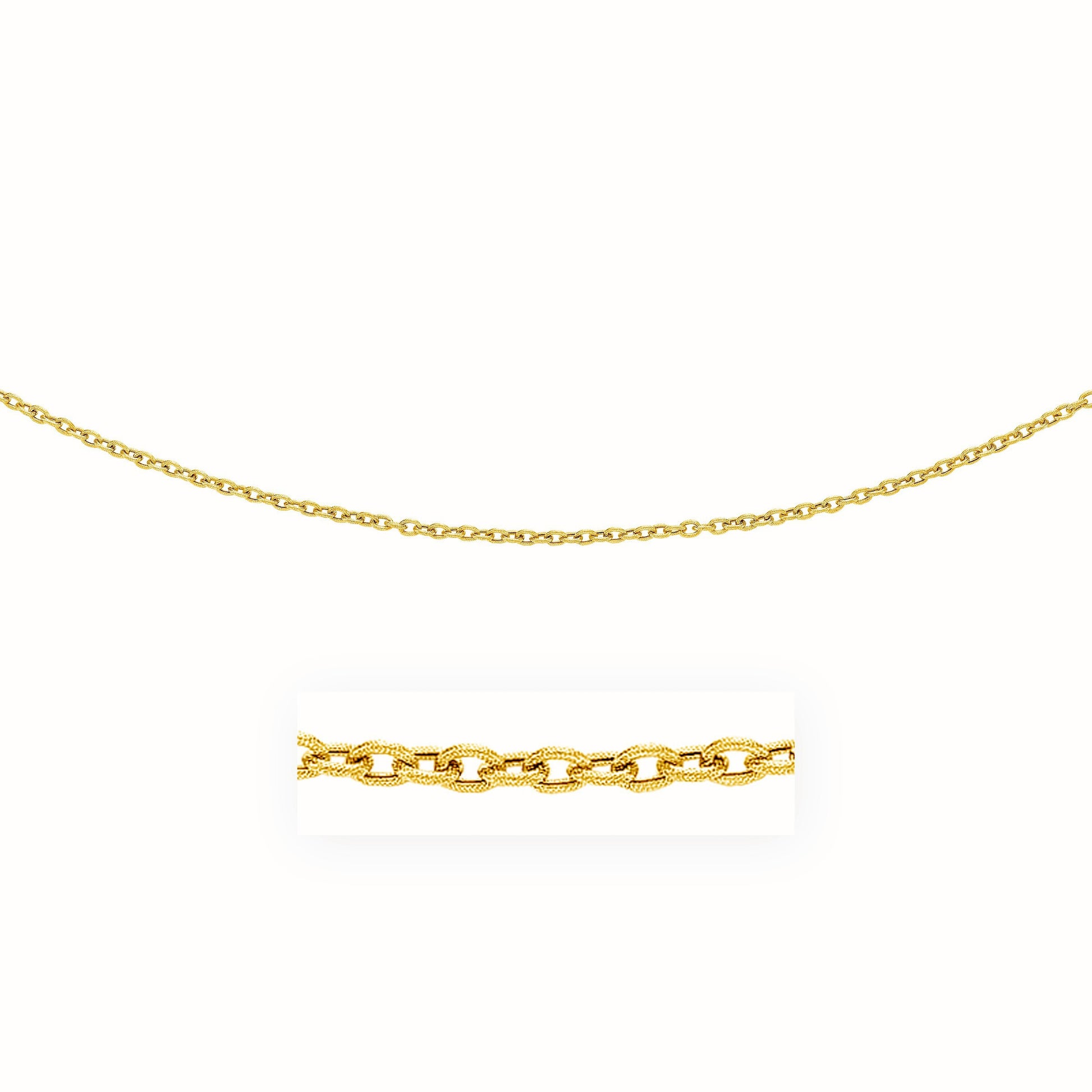 14k Yellow Gold Pendant Chain with Textured Links (3.30 mm) 