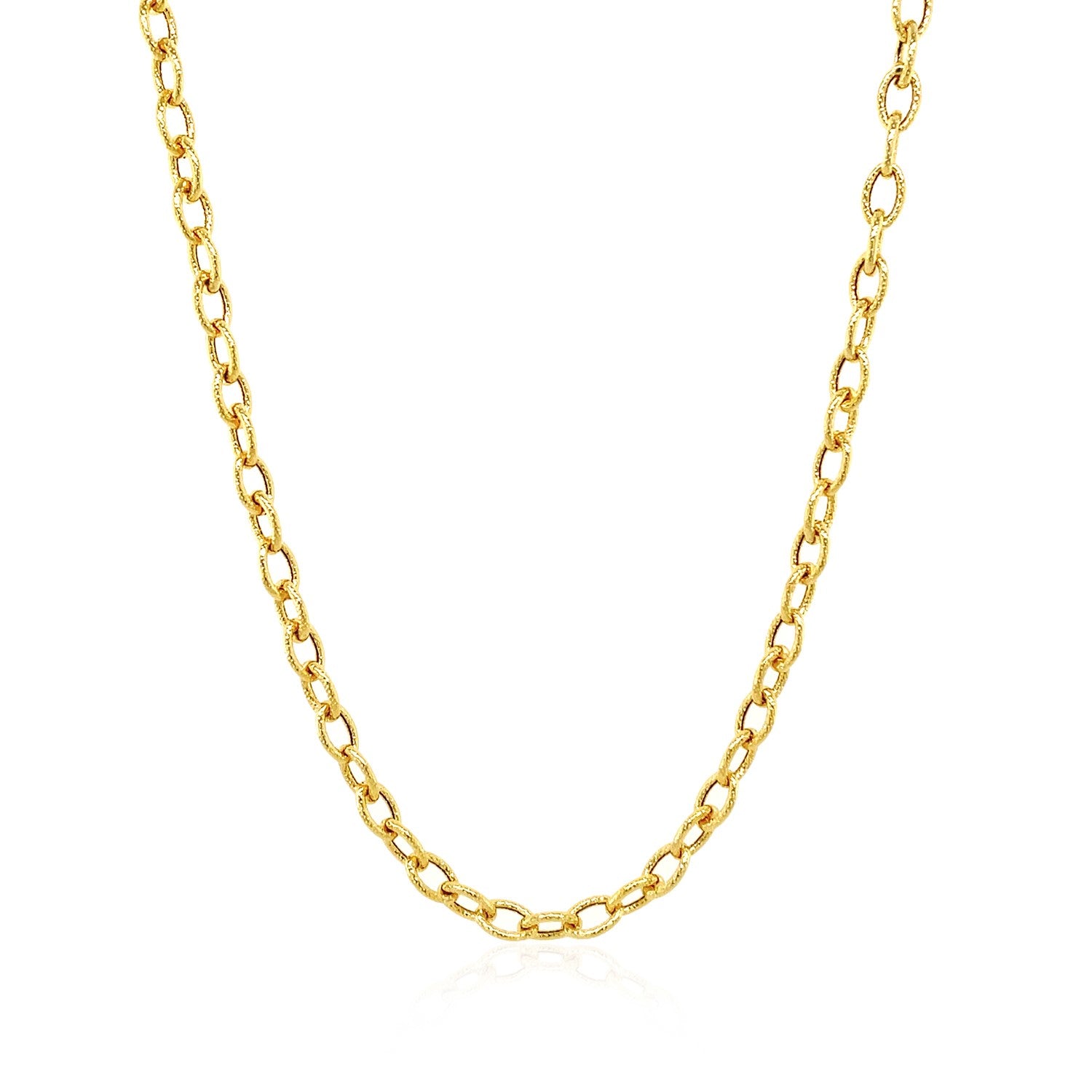 14k Yellow Gold Pendant Chain with Textured Links (3.30 mm) 