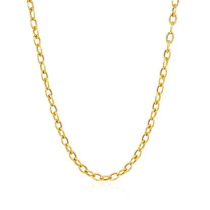 14k Yellow Gold Pendant Chain with Textured Links (3.30 mm) 