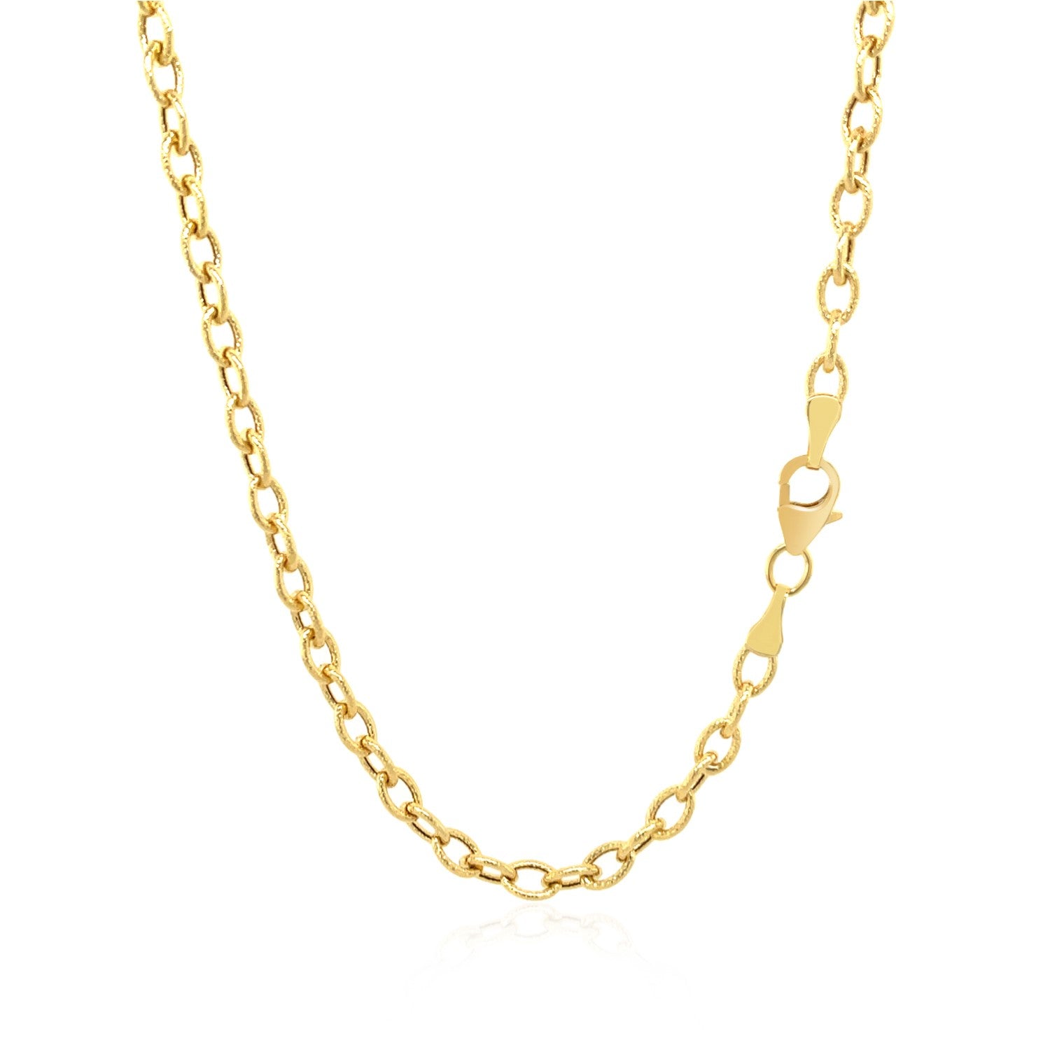 14k Yellow Gold Pendant Chain with Textured Links (3.30 mm) 