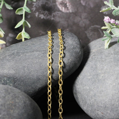 14k Yellow Gold Pendant Chain with Textured Links (3.3 mm) 