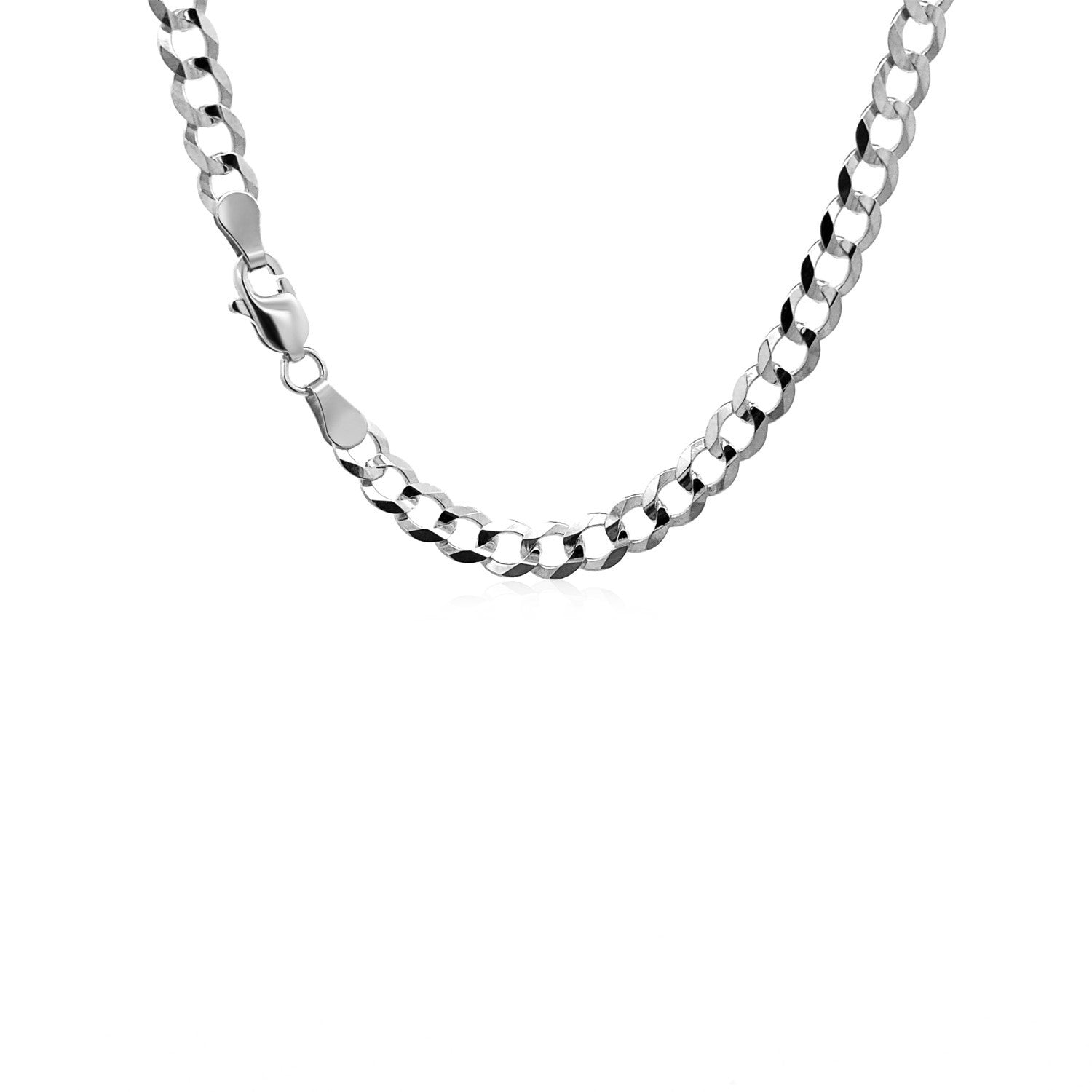 14k White Gold Solid Curb Chain (4.70 mm) 