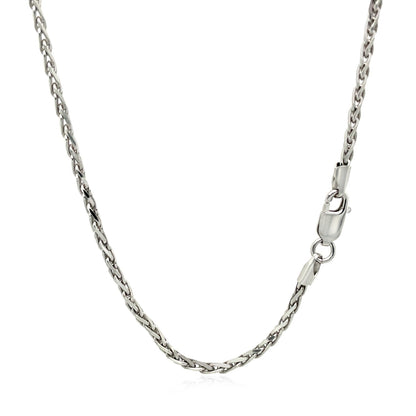 Sterling Silver Rhodium Plated Wheat Chain (2.20 mm) 