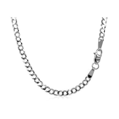 14k White Gold Solid Curb Chain (2.60 mm) 