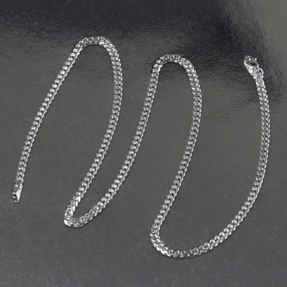 14k White Gold Solid Curb Chain (2.60 mm) 