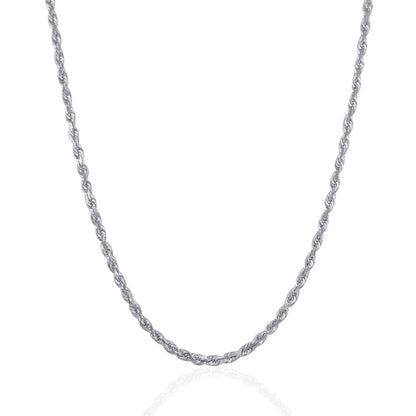 14k White Gold Solid Diamond Cut Rope Chain (3.00 mm) 