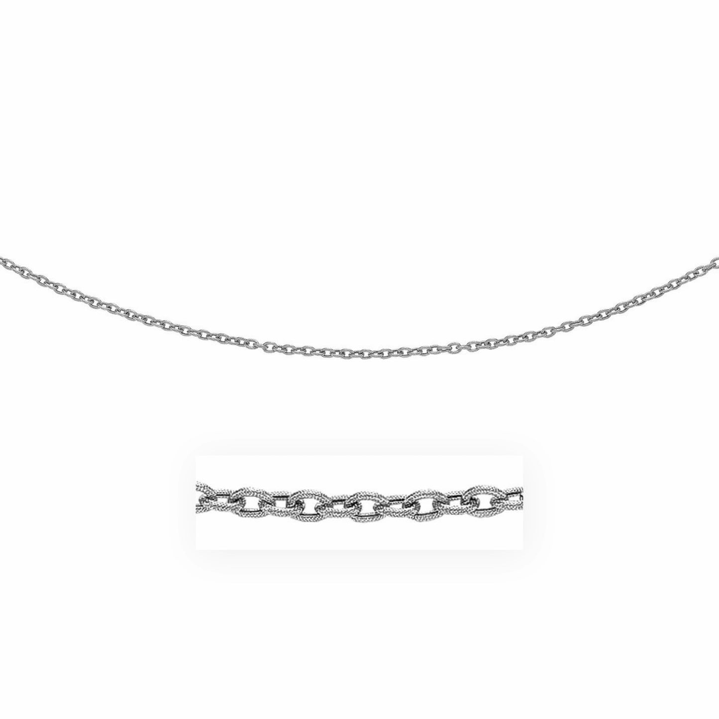 14k White Gold Pendant Chain with Textured Links (2.90 mm) 