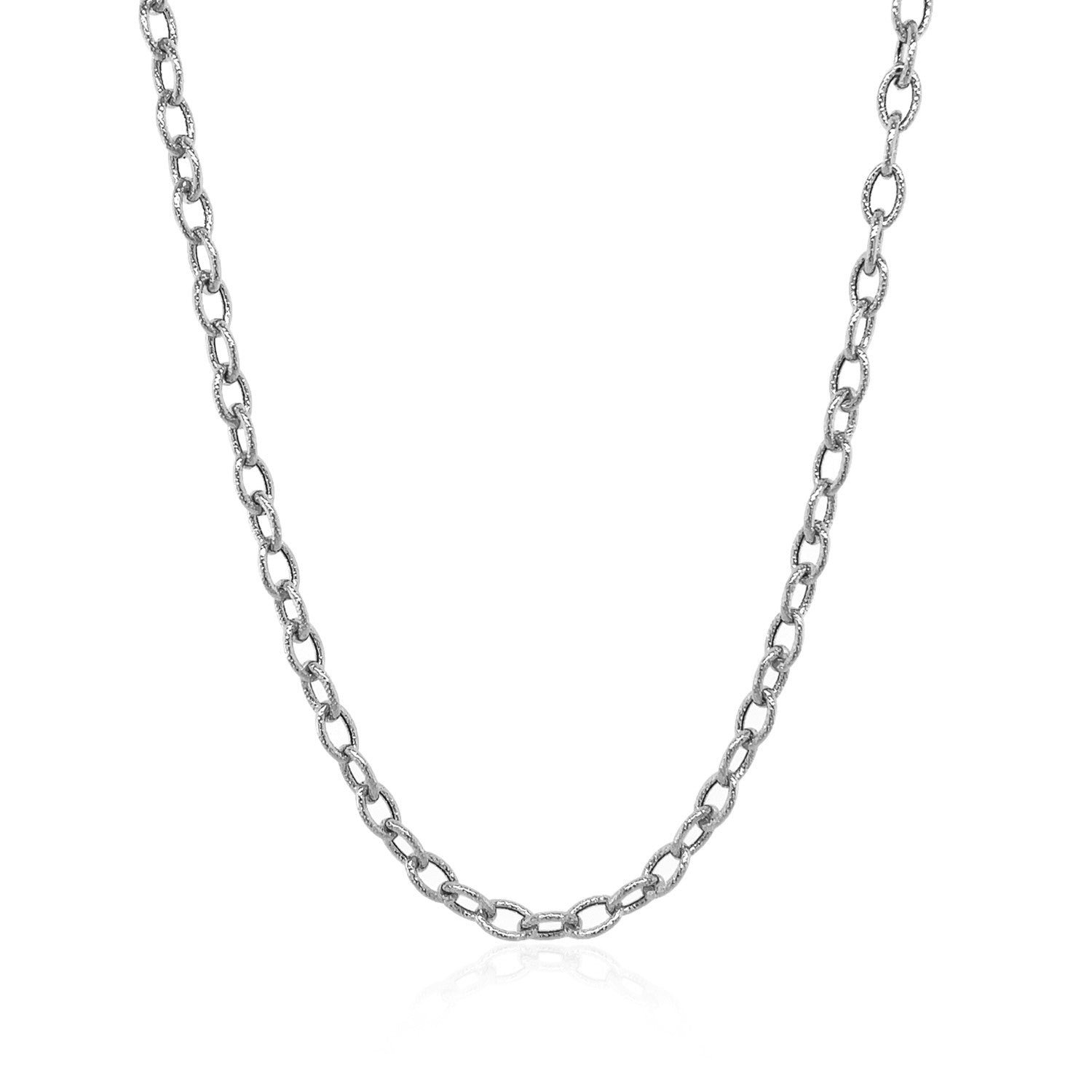 14k White Gold Pendant Chain with Textured Links (2.90 mm) 