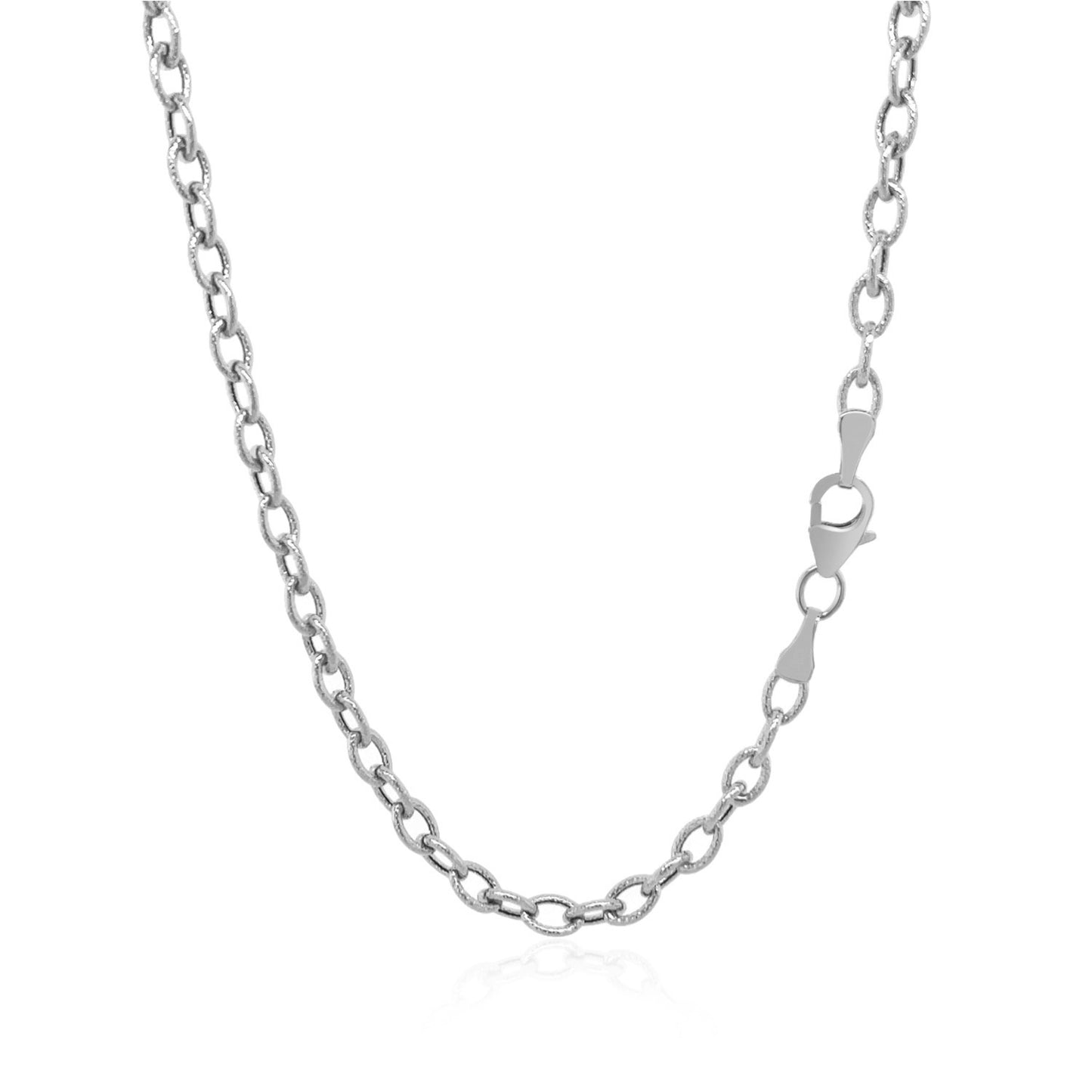 14k White Gold Pendant Chain with Textured Links (2.90 mm) 