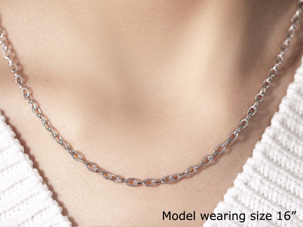 14k White Gold Pendant Chain with Textured Links (2.90 mm) 