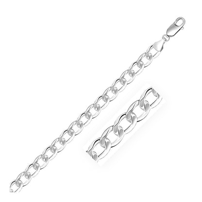 Rhodium Plated Sterling Silver Curb Style Chain (7.20 mm) 