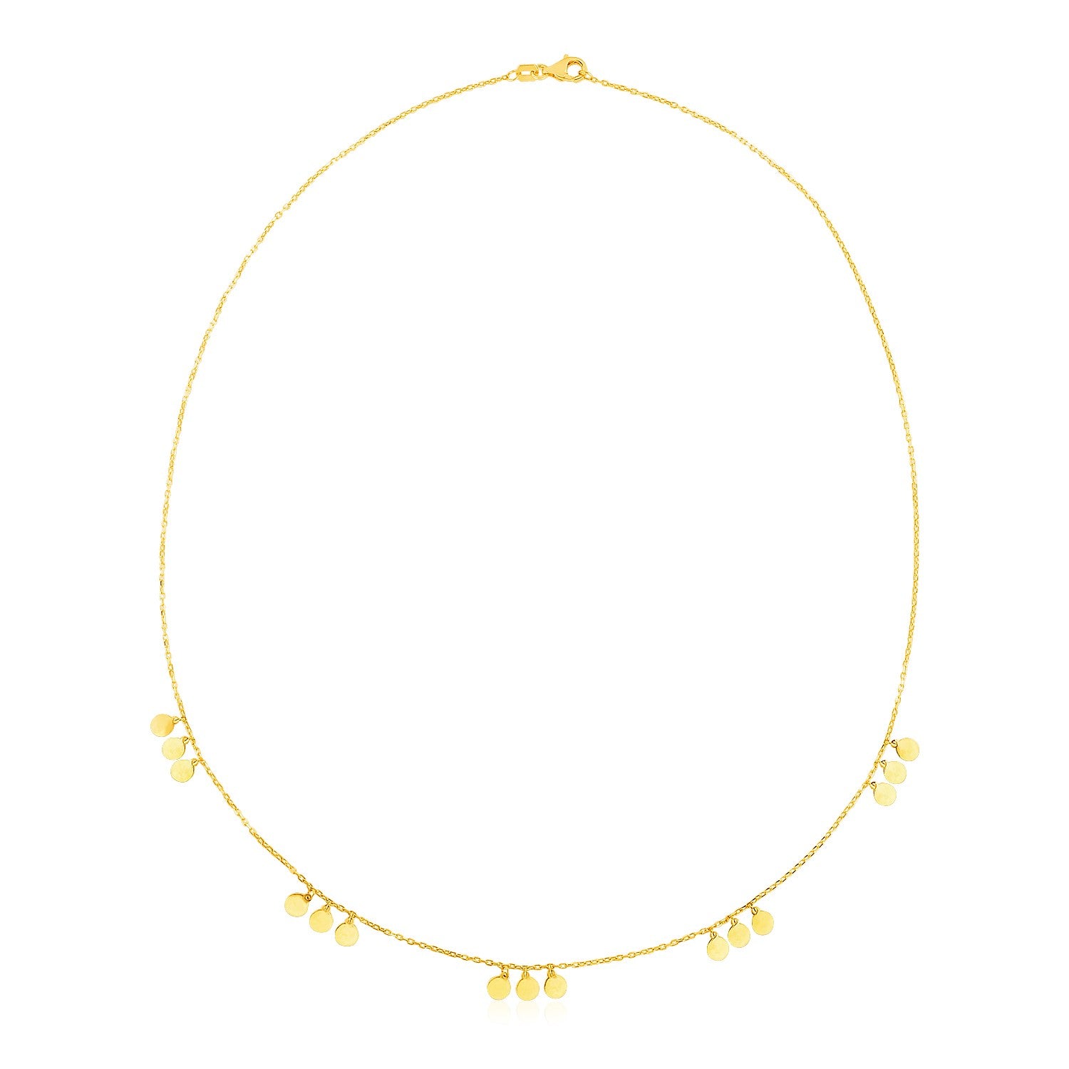 14k Yellow Gold Necklace with Circle Dangle Stations 