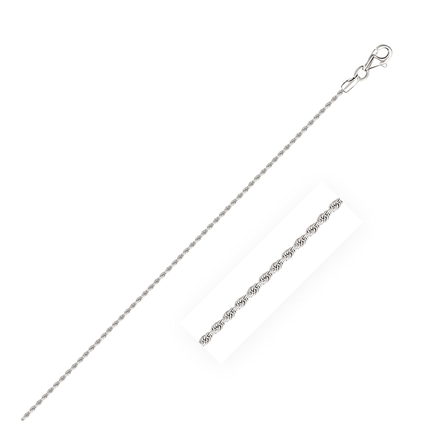 10k White Gold Solid Diamond Cut Rope Chain (1.60 mm) 