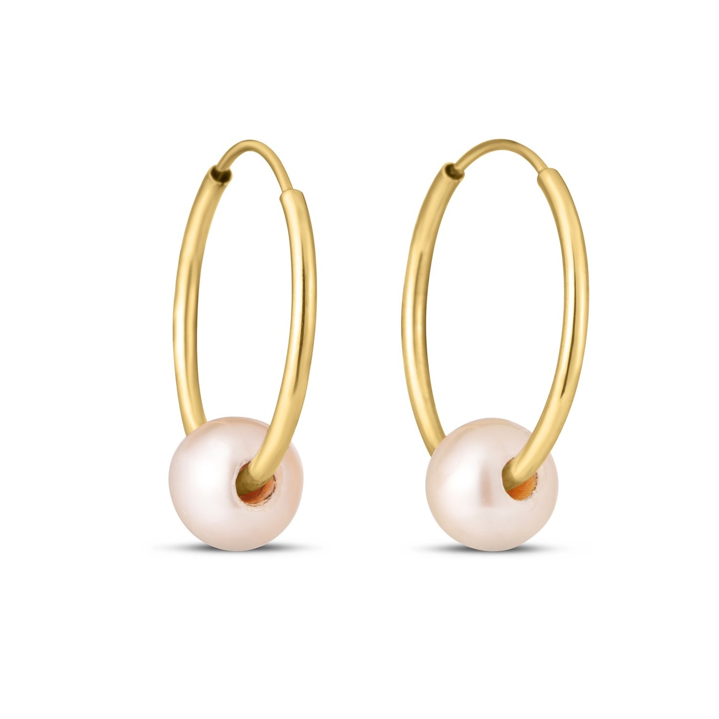 14k Yellow Gold Round Endless Pearl Earring(1x14mm) 