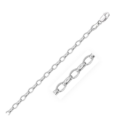 14k White Gold Oval Rolo Chain (4.60 mm) 