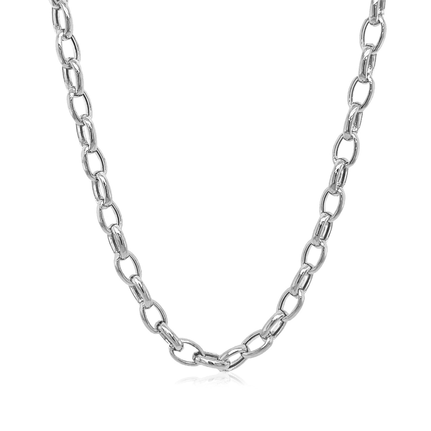 14k White Gold Oval Rolo Chain (4.60 mm) 