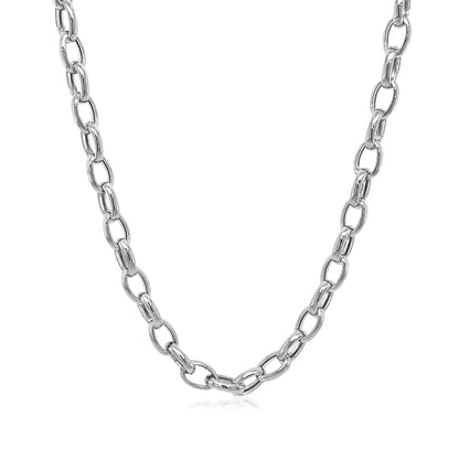 14k White Gold Oval Rolo Chain (4.60 mm) 