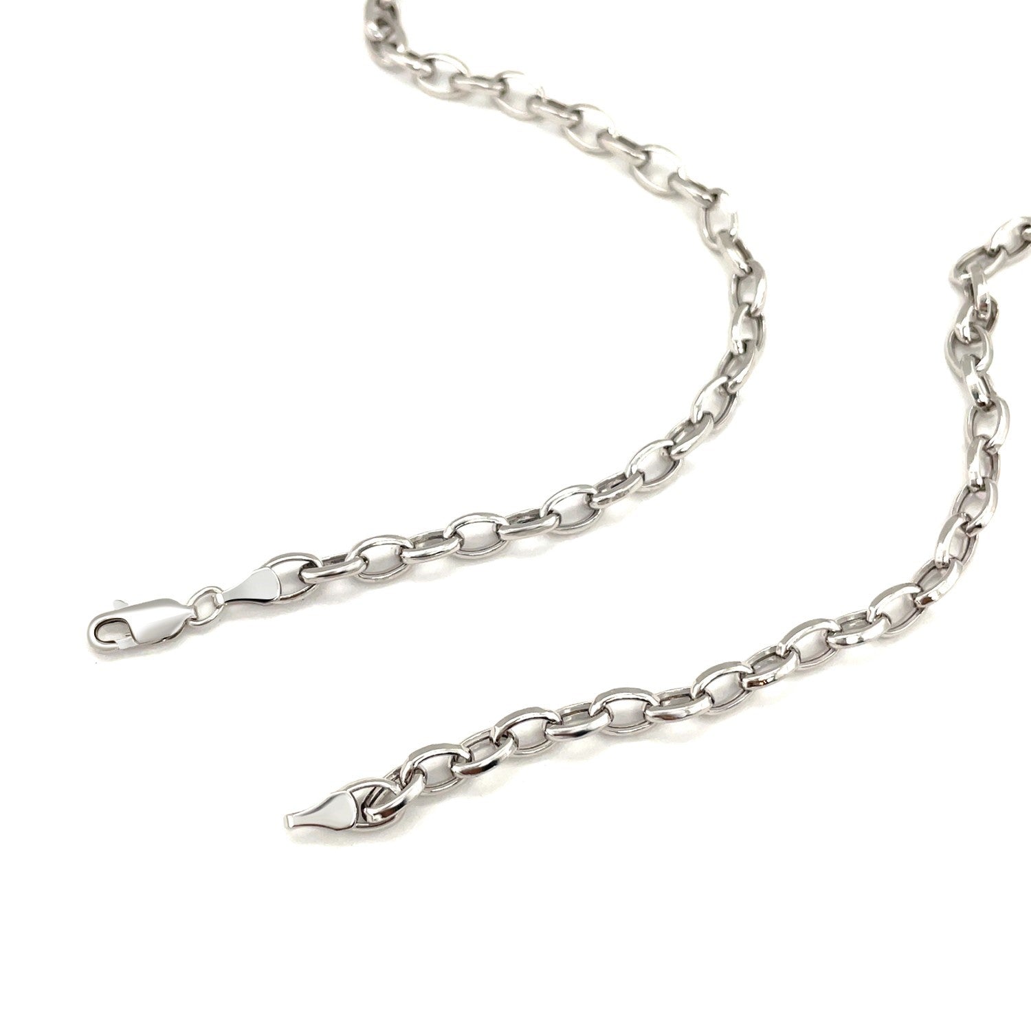 14k White Gold Oval Rolo Chain (4.60 mm) 