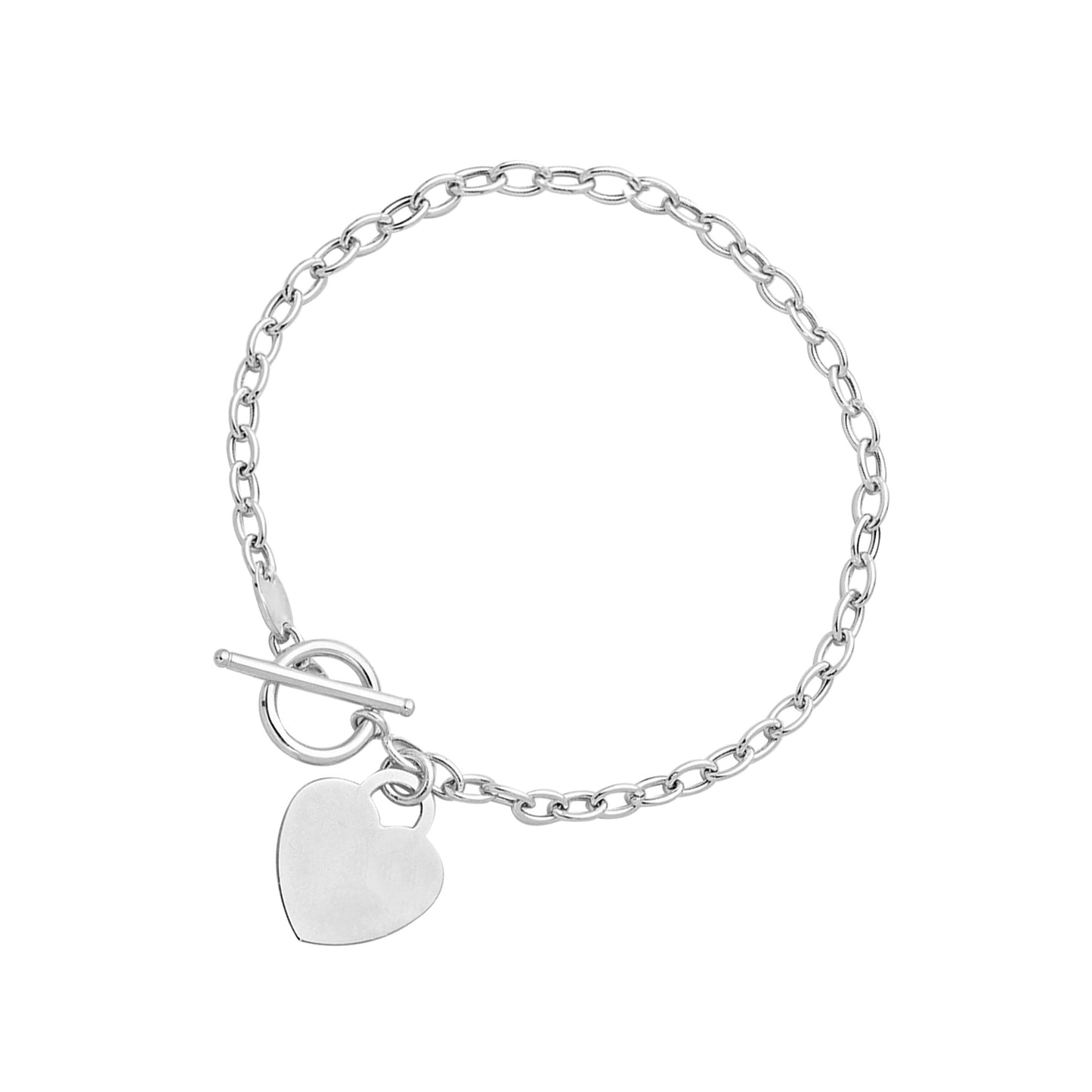 Toggle Bracelet with Heart Charm in 14k White Gold (4.85 mm) 