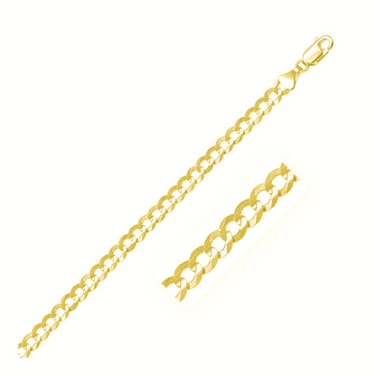 14k Yellow Gold Solid Curb Chain (5.70 mm) 