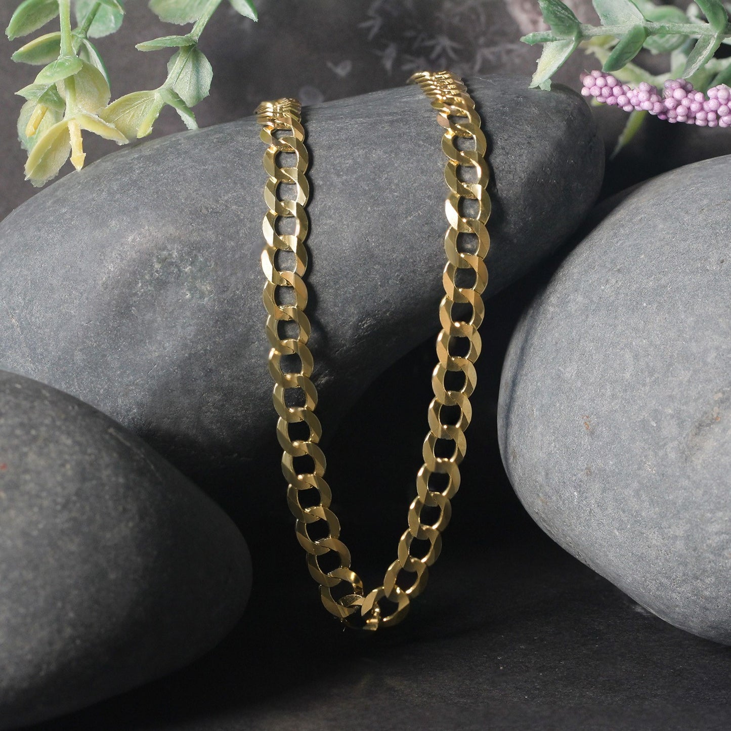 14k Yellow Gold Solid Curb Chain (5.70 mm) 