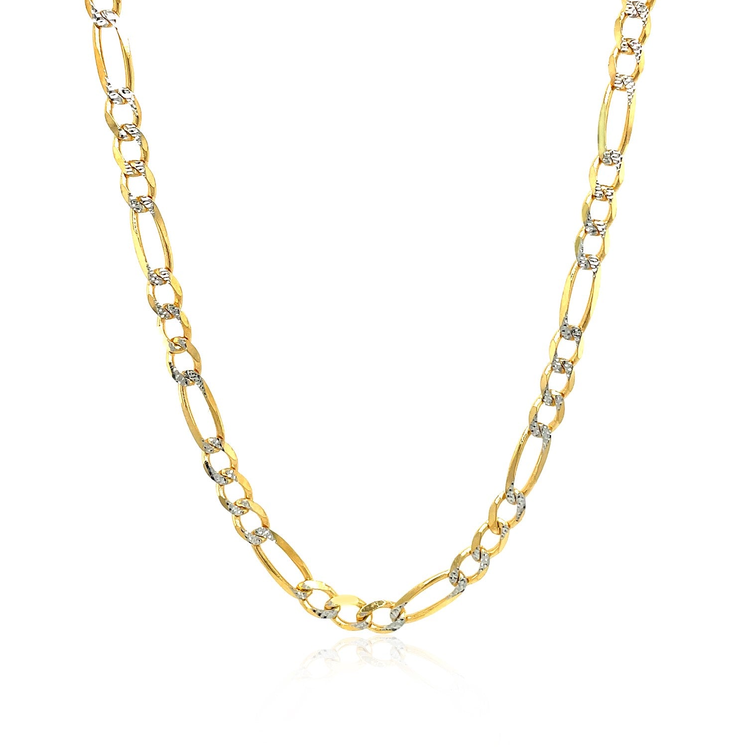 14K Yellow Gold Solid Pave Figaro Chain (3.80 mm) 