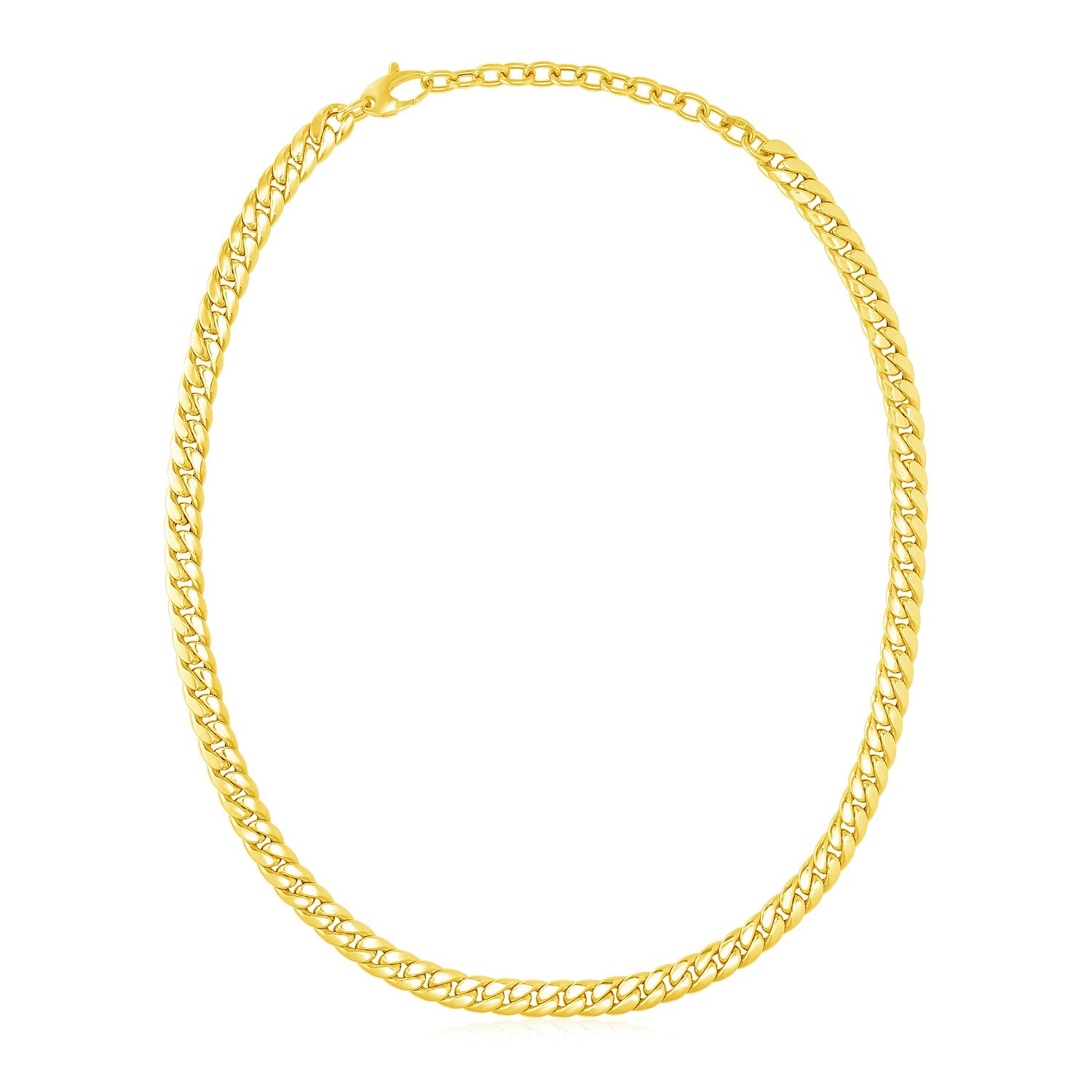 14k Yellow Gold Cuban Chain Choker Necklace 