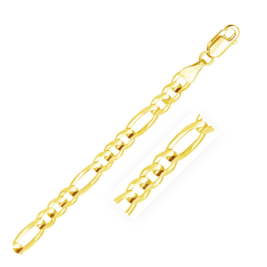 14k Yellow Gold Solid Figaro Bracelet (6.00 mm) 