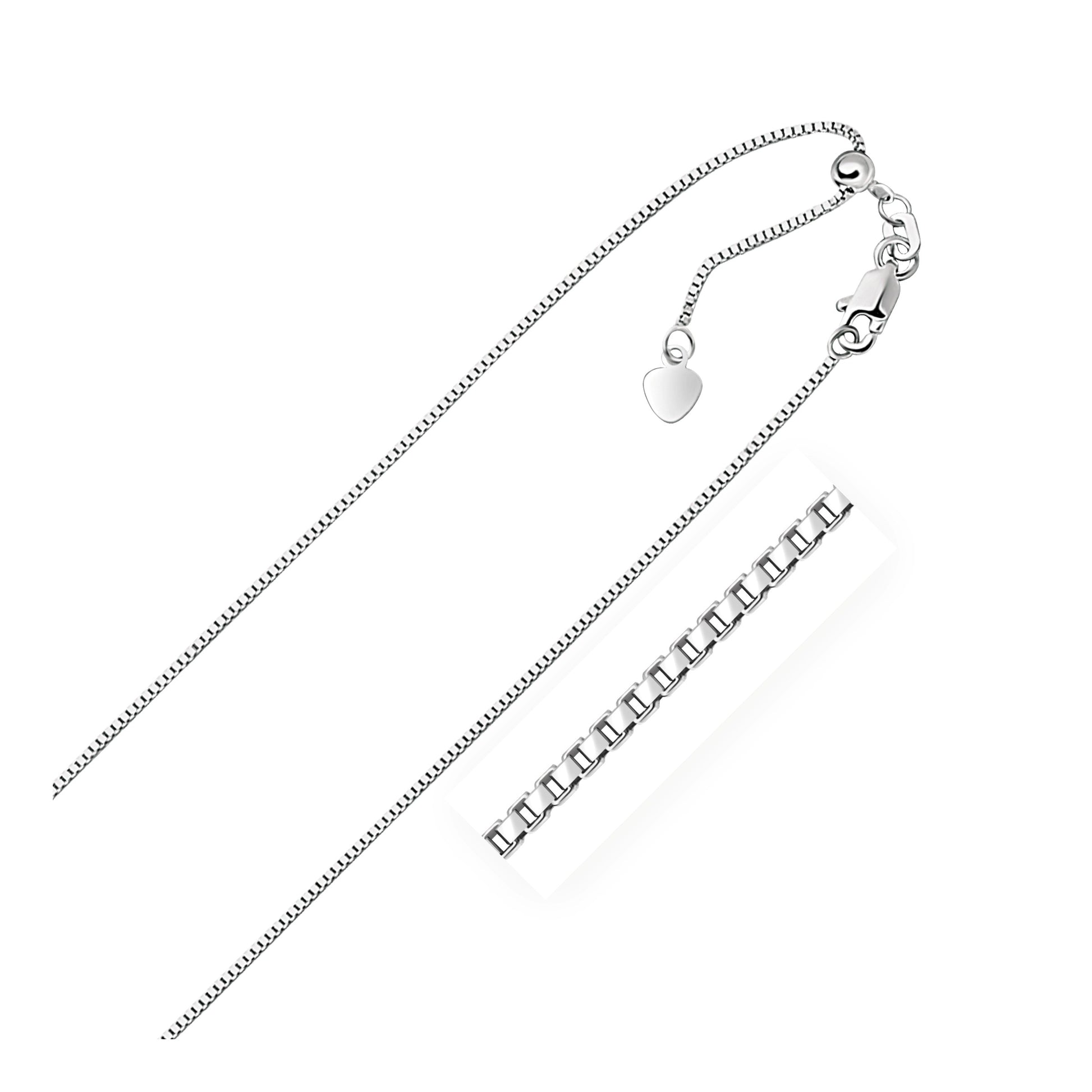 14k White Gold Adjustable Box Chain (0.85 mm) 