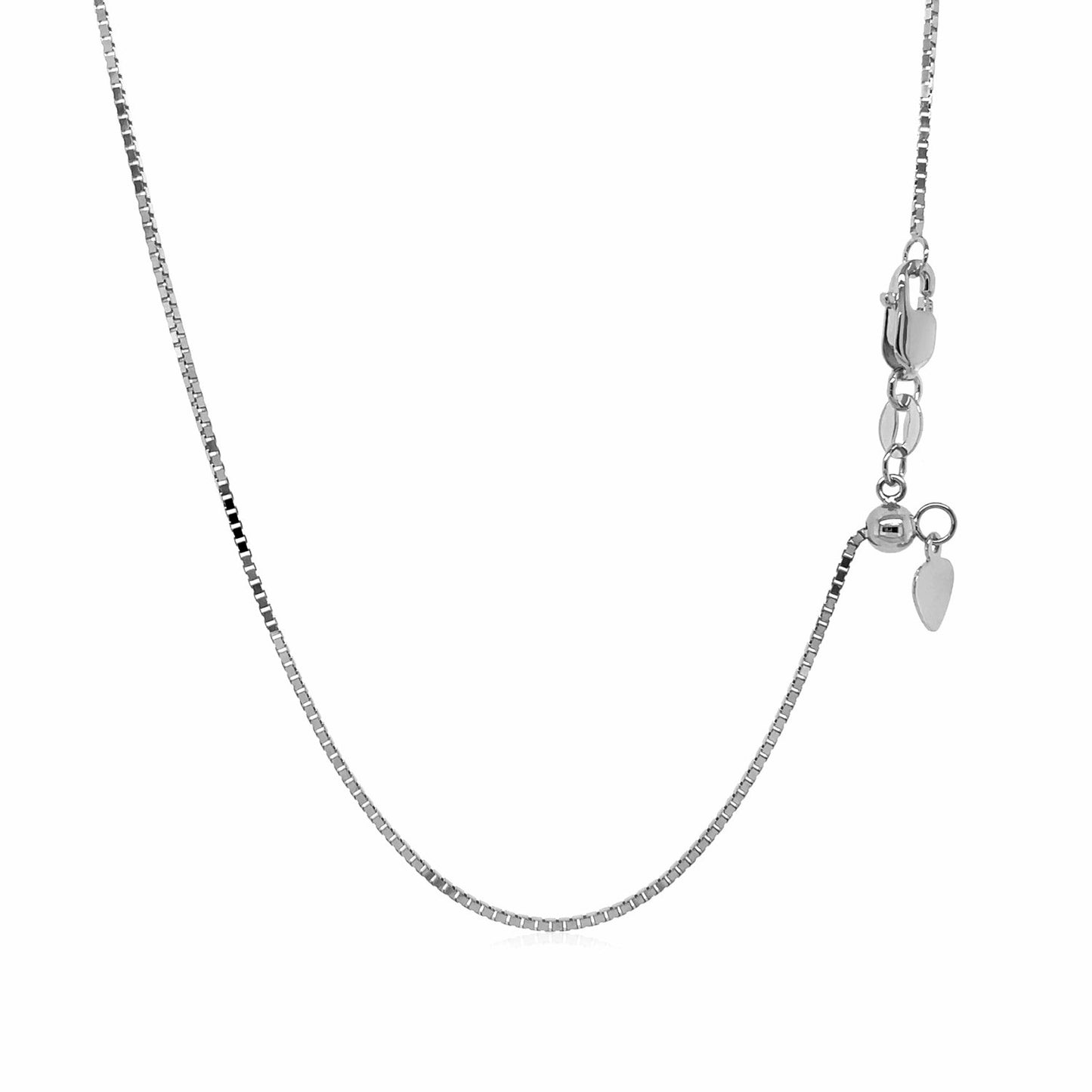 14k White Gold Adjustable Box Chain (0.85 mm) 