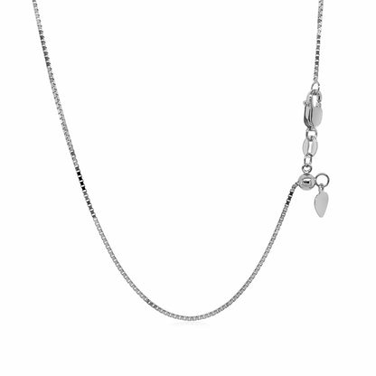 14k White Gold Adjustable Box Chain (0.85 mm) 