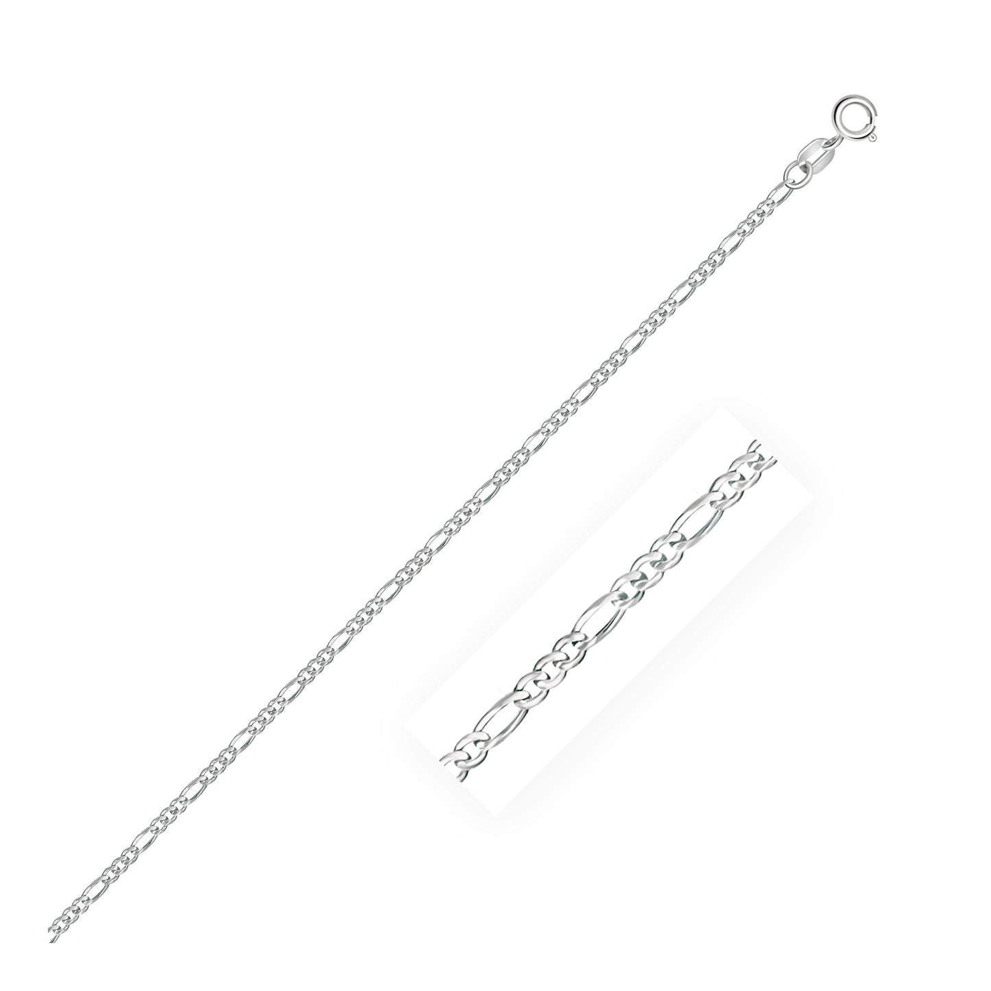 14k White Gold Solid Figaro Chain (1.90 mm) 