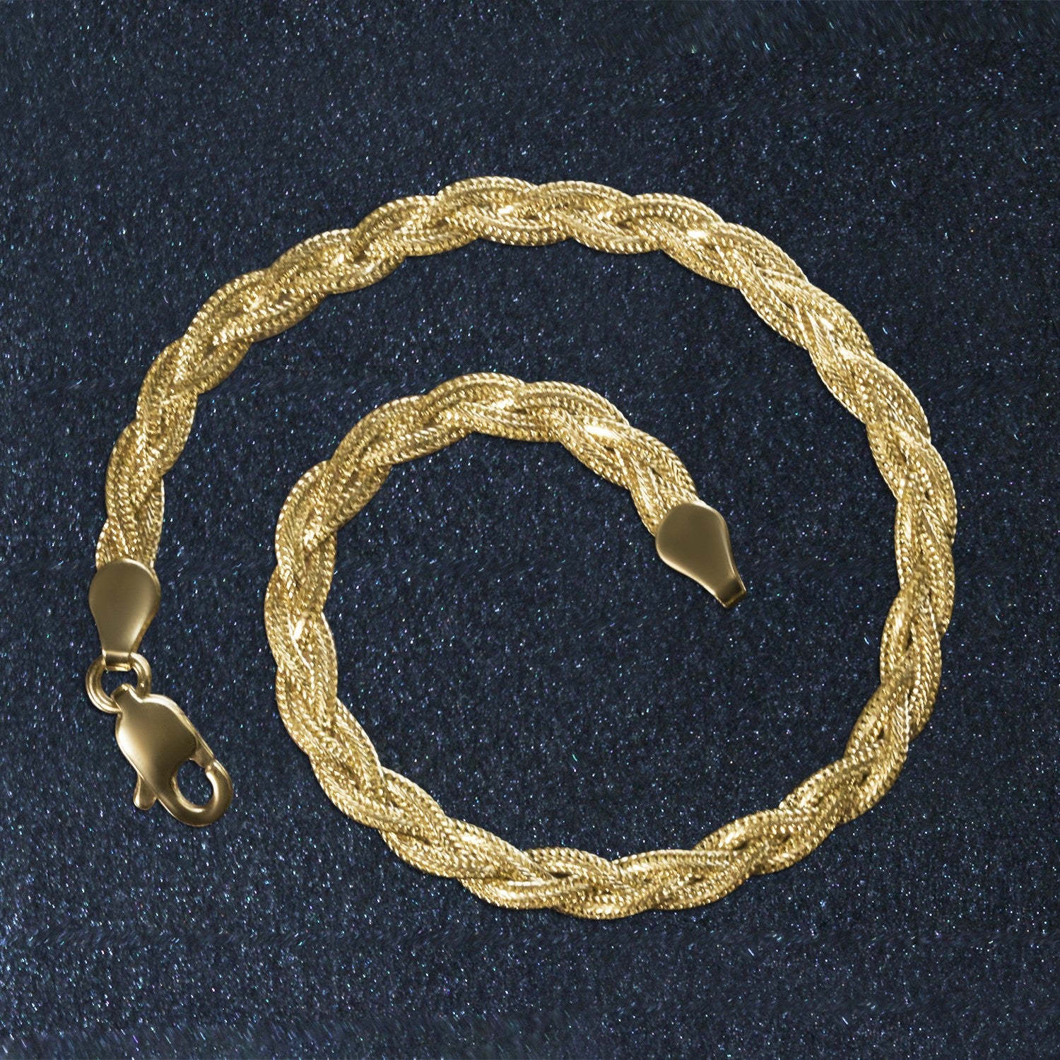 3.5mm 14k Yellow Gold Braided Bracelet 