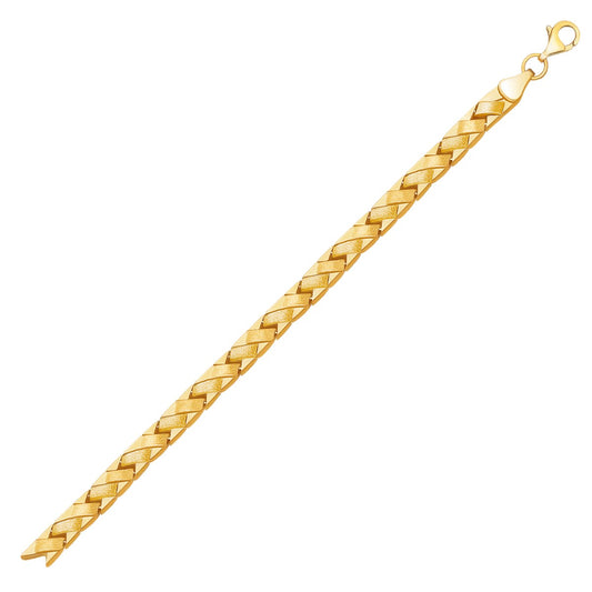 14k Yellow Gold Fancy Basket Weave Line Bracelet (4.85 mm) 