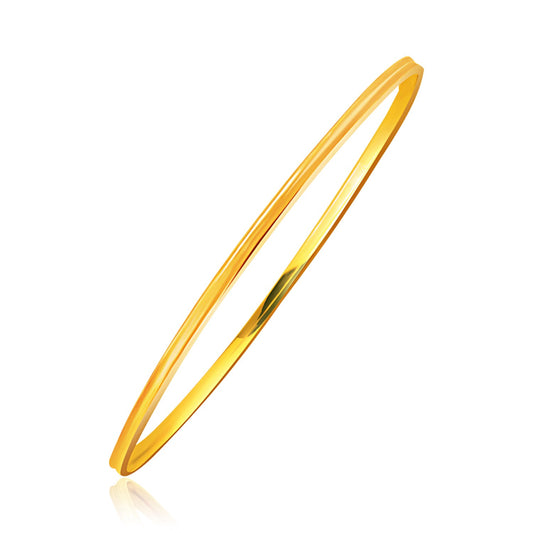 14k Yellow Gold Concave Motif Thin  Stackable Bangle (3.15 mm) 