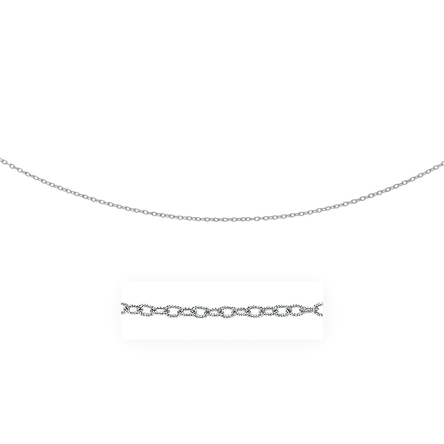 14k White Gold Pendant Chain with Textured Links (2.30 mm) 