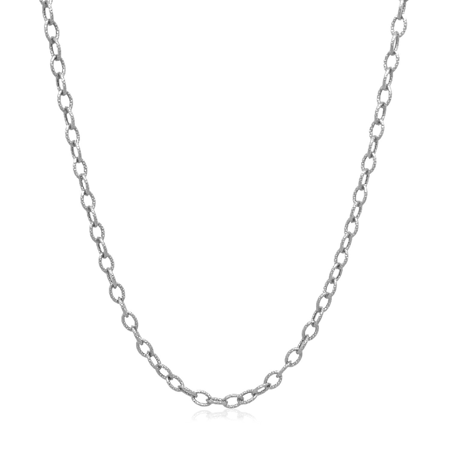 14k White Gold Pendant Chain with Textured Links (2.30 mm) 