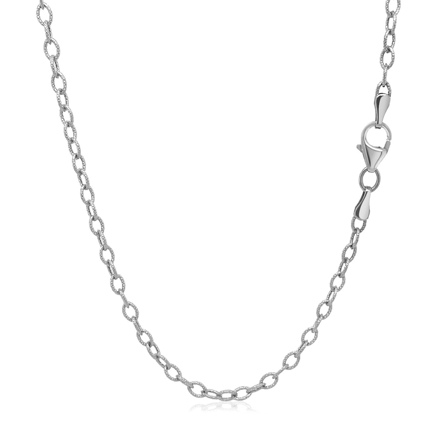 14k White Gold Pendant Chain with Textured Links (2.30 mm) 